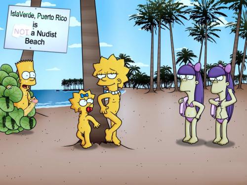 Lisa and Maggie Simpson strut their hot little bodies naked on the beach â€“ Simpsons  Porn