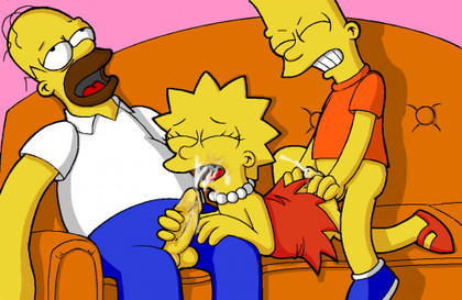 Bart Lisa Simpson Porn - Bart and Homer Simpson fuck Lisa Simpson on the couch and cum at the same  time â€“ Simpsons Porn