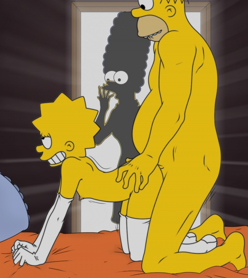 Homer Simpson hard fuck Lisa from behind.